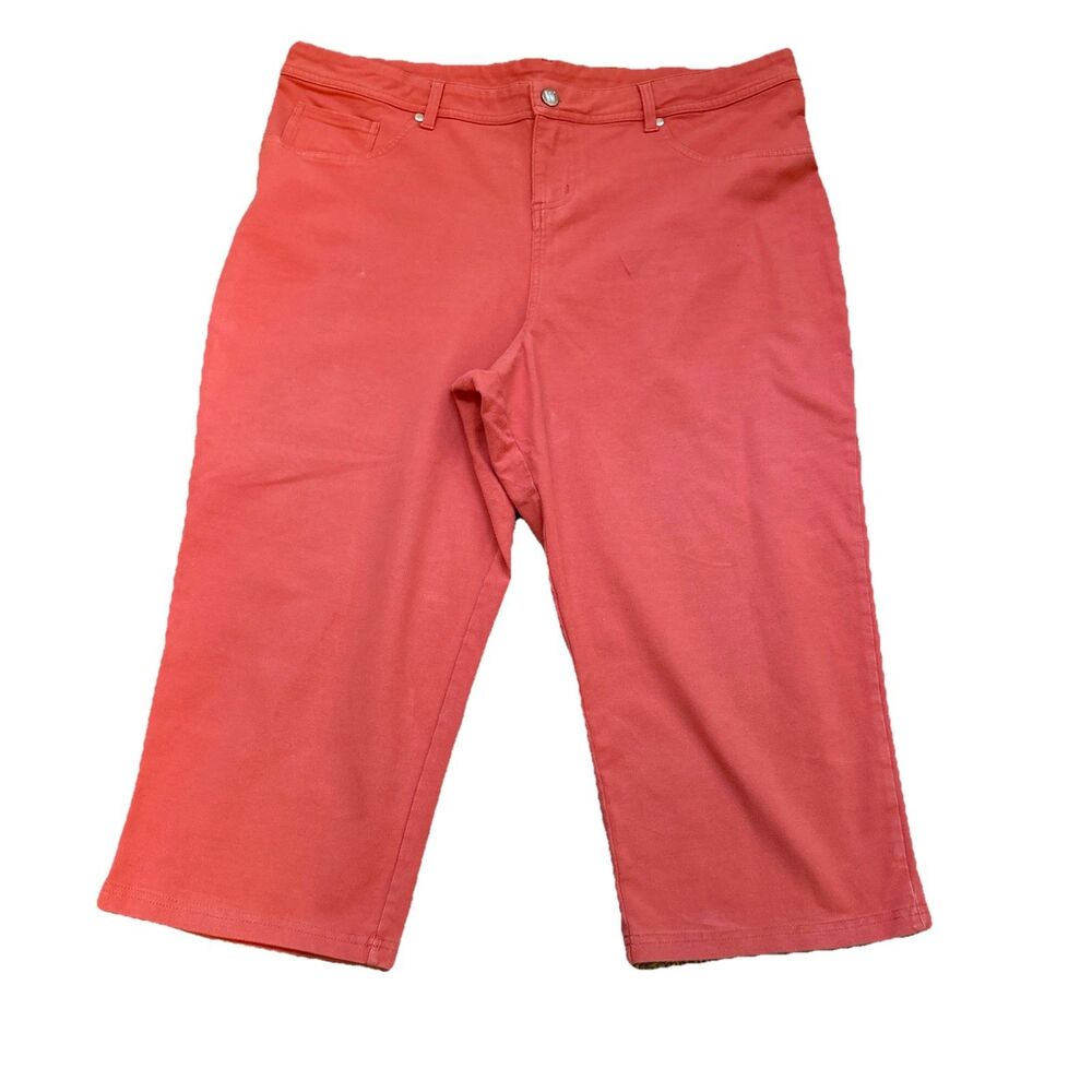 Women with Control Fly Front Capri Crop Soft Pants Size XL Color Coral